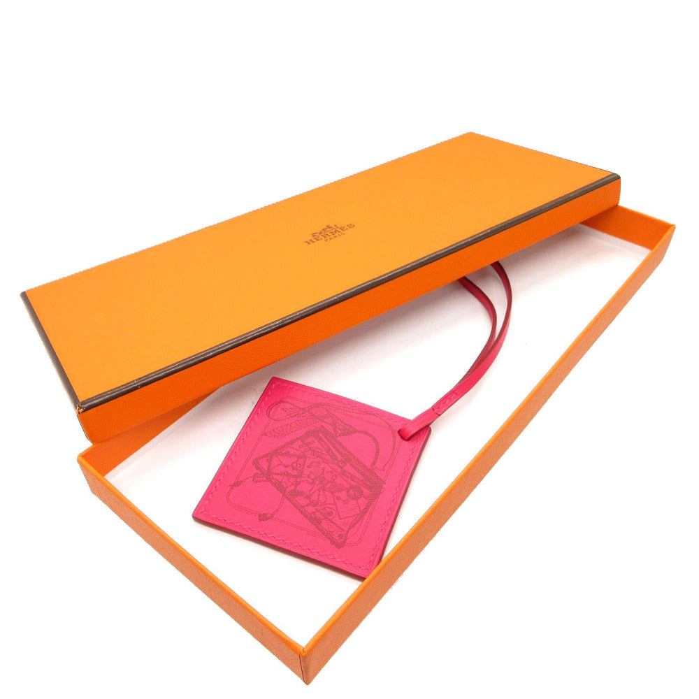 HERMES key ring Vaux Swift Rose mexico Carre Nano Charm Women