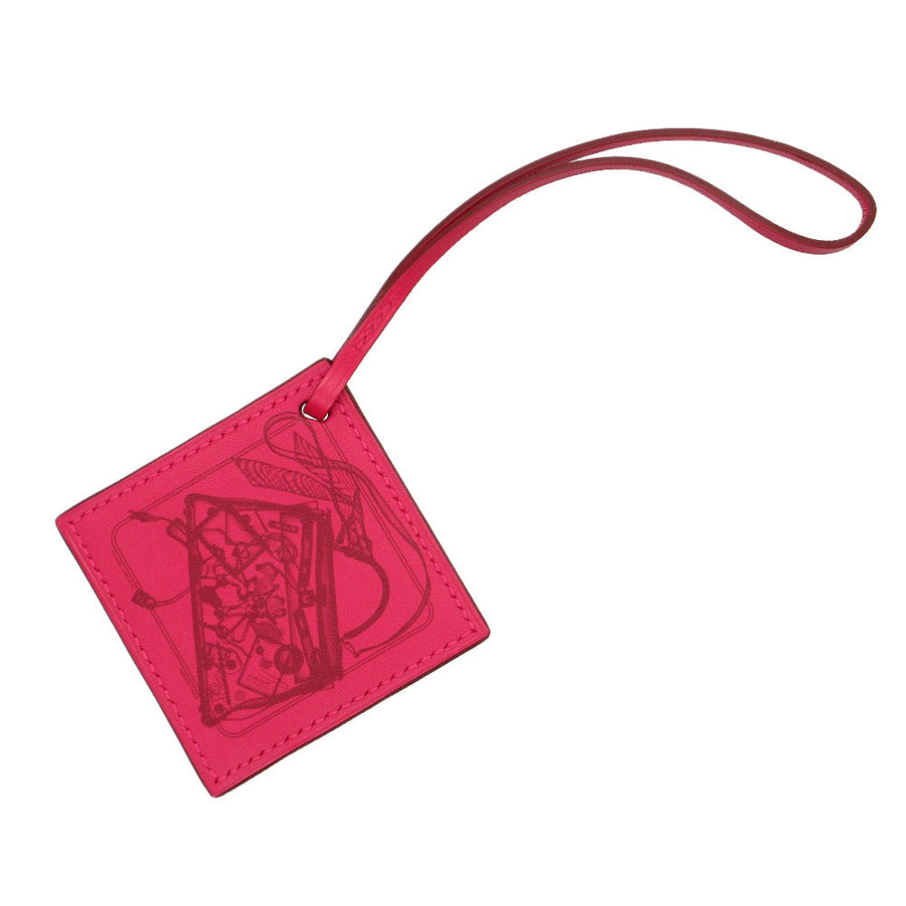 HERMES key ring Vaux Swift Rose mexico Carre Nano Charm Women