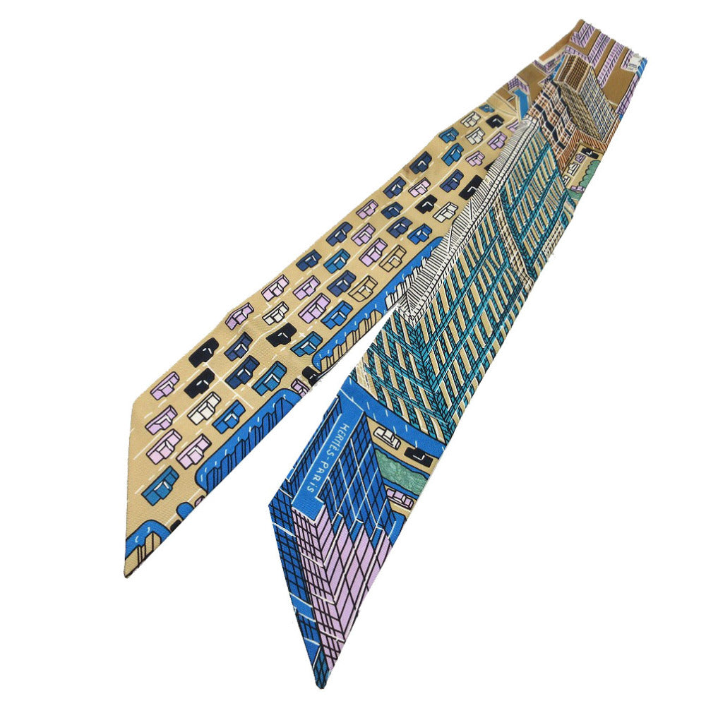 HERMES scarf silk beige Twilly Pantin City Women