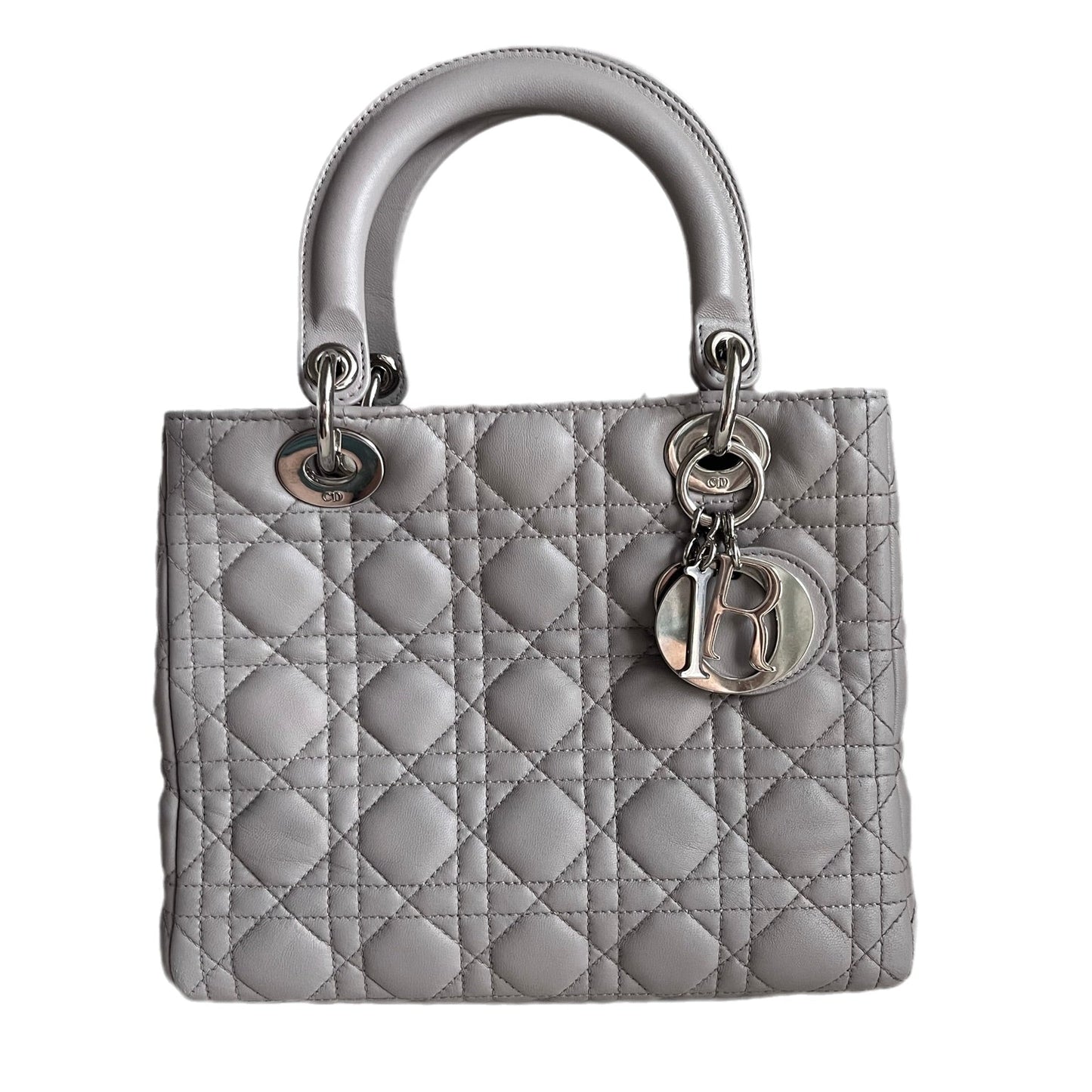 Lady Dior Grey Cannage Leather Medium no strap