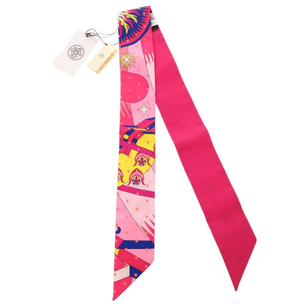 HERMES scarf silk Rose Twilly Plumetis Women