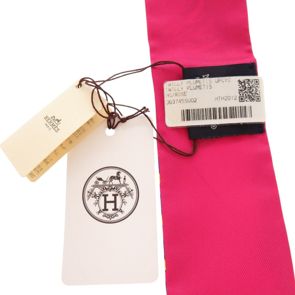 HERMES scarf silk Rose Twilly Plumetis Women