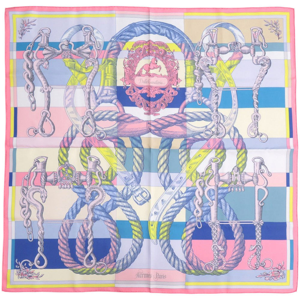 HERMES scarf silk pink Carre90 Double Face Della Cavalleria Women