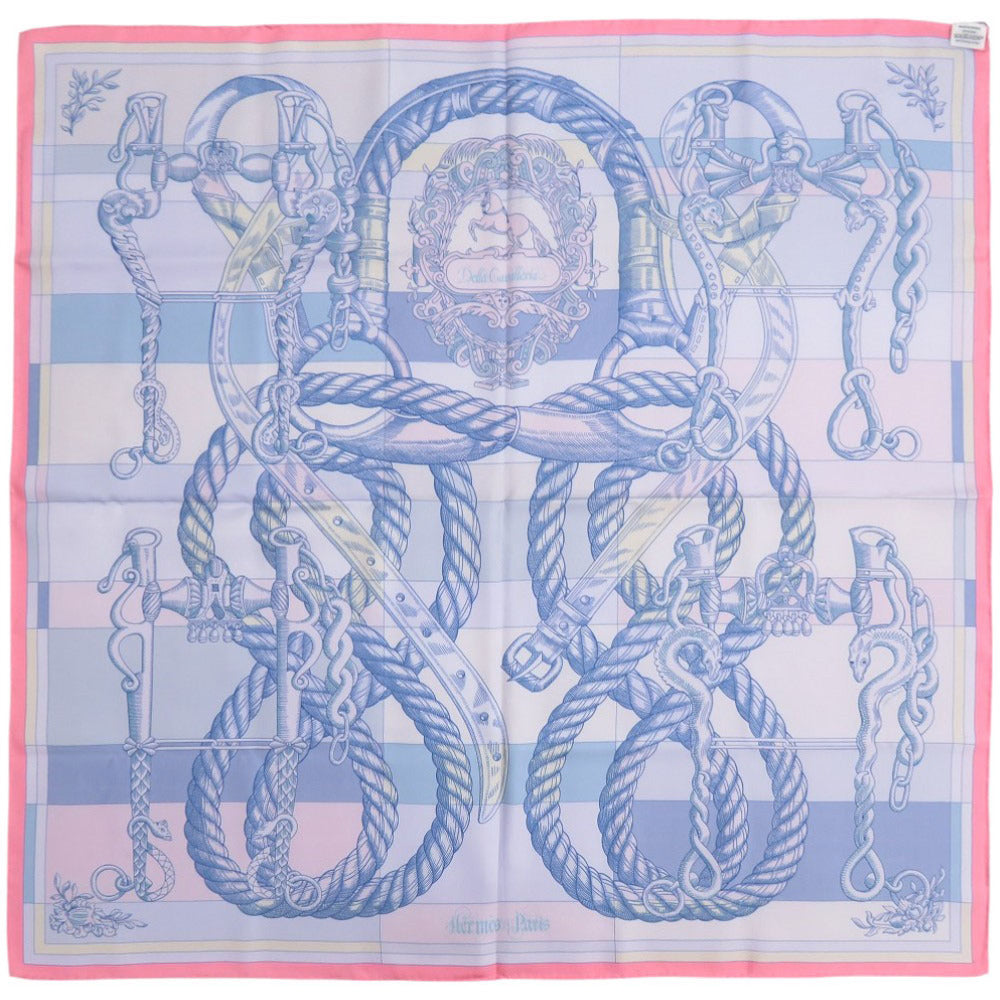 HERMES scarf silk pink Carre90 Double Face Della Cavalleria Women