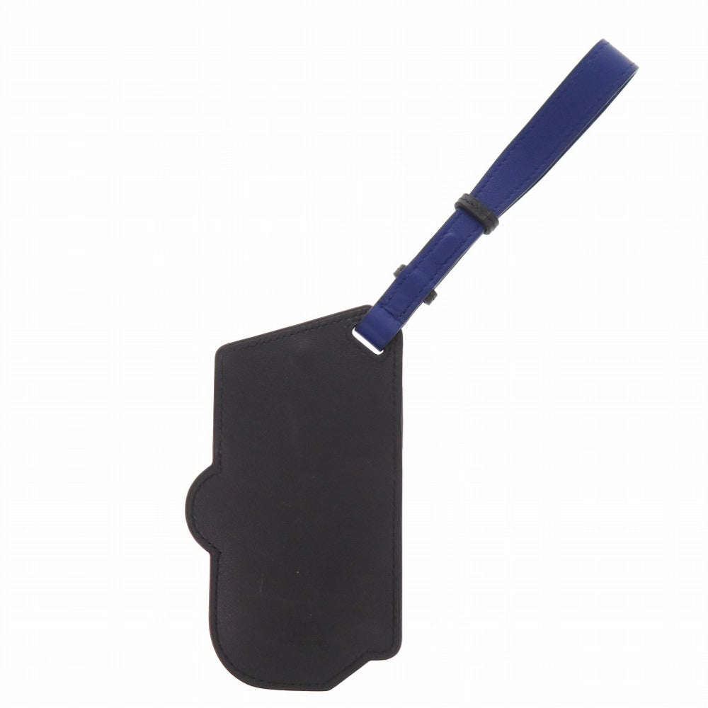 HERMES key ring leather black Name tag MOTEL sunset unisex(Unisex)