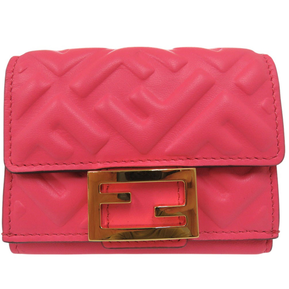 FENDI Tri-fold wallet 8M0395 leather pink Baguette Micro Women