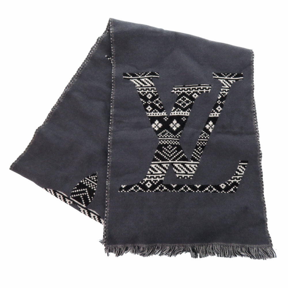 LOUIS VUITTON Scarf M77947 wool gray Escharp monogram Two-Sided Wool Scarf unisex(Unisex)