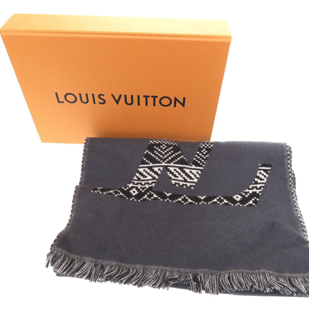 LOUIS VUITTON Scarf M77947 wool gray Escharp monogram Two-Sided Wool Scarf unisex(Unisex)