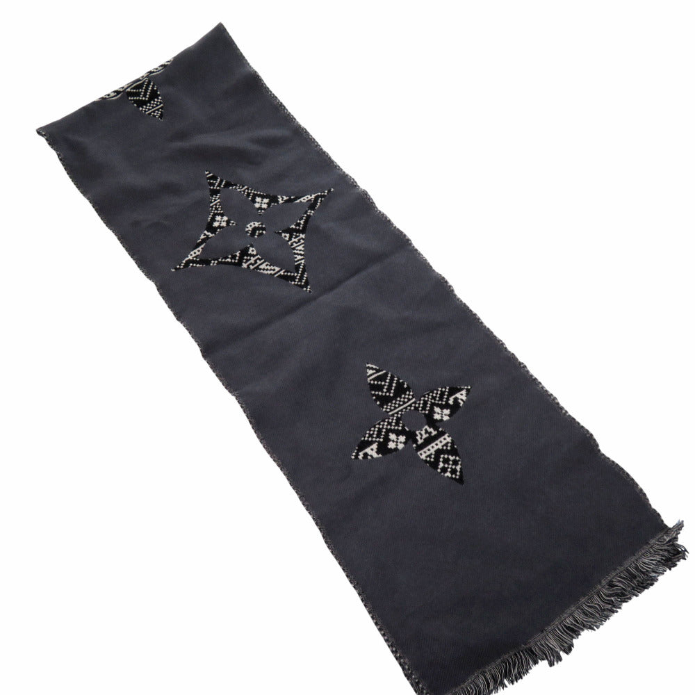 LOUIS VUITTON Scarf M77947 wool gray Escharp monogram Two-Sided Wool Scarf unisex(Unisex)