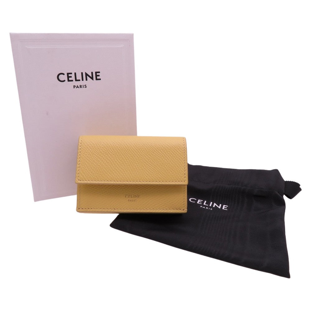 CELINE Tri-fold wallet 10E60 3BEL 11PO Calfskin yellow Folded Compact Wallet in Calfskin Yellow 10E60 3BEL 11PO Women