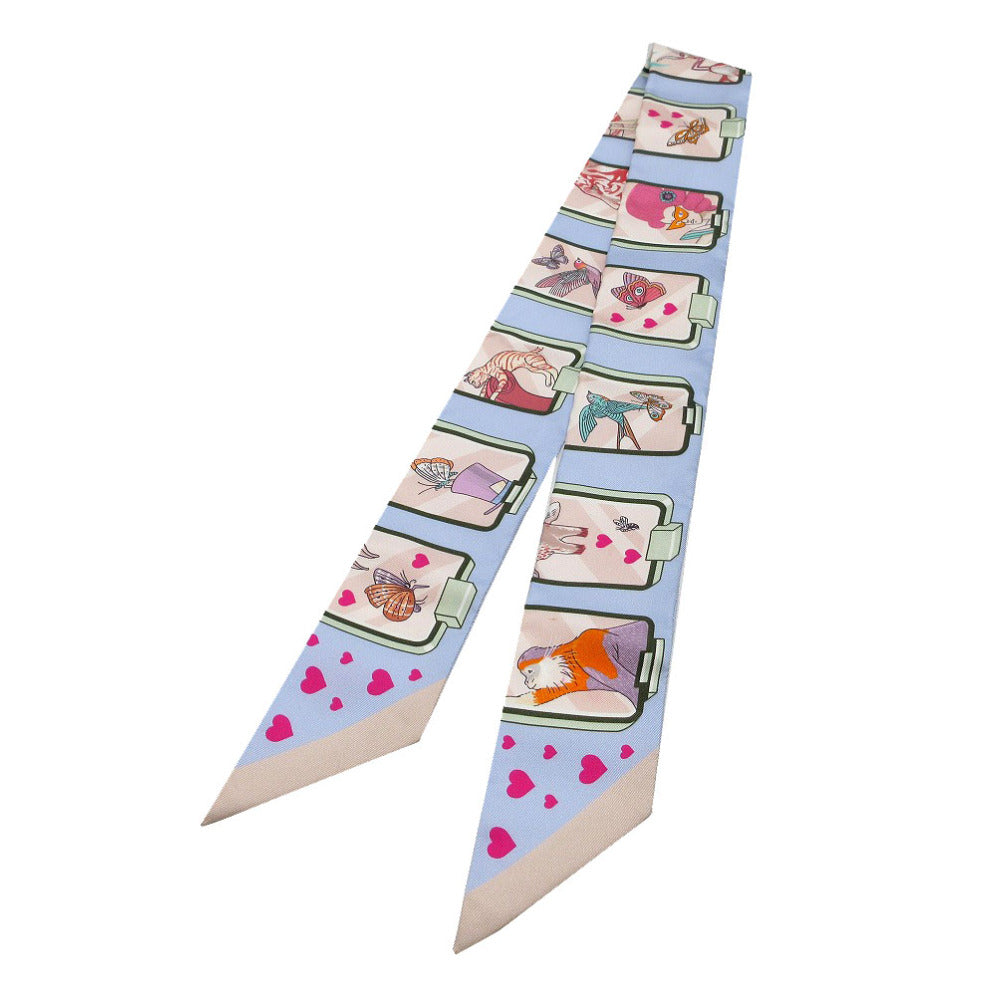 HERMES scarf silk Blue Pale Twilly Story STORY Women