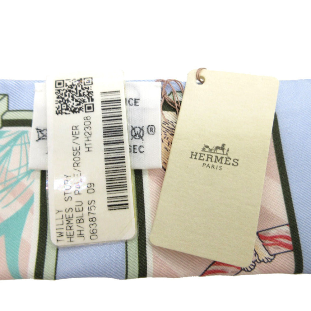 HERMES scarf silk Blue Pale Twilly Story STORY Women
