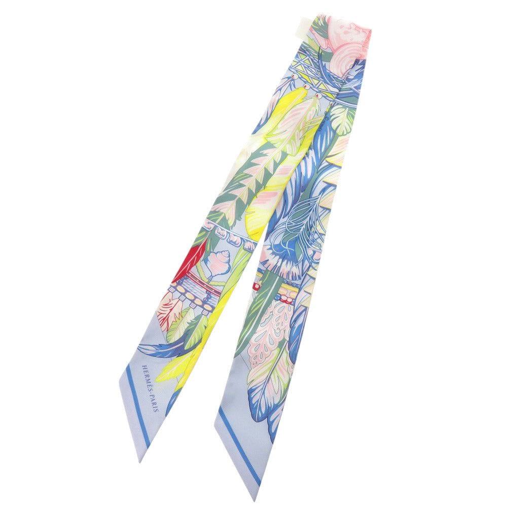 HERMES scarf silk Blue Ciel Twilly Dance Pacific Women