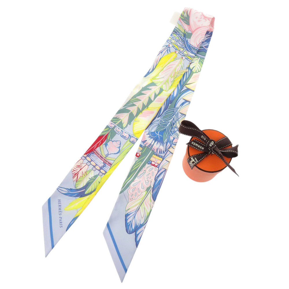 HERMES scarf silk Blue Ciel Twilly Dance Pacific Women