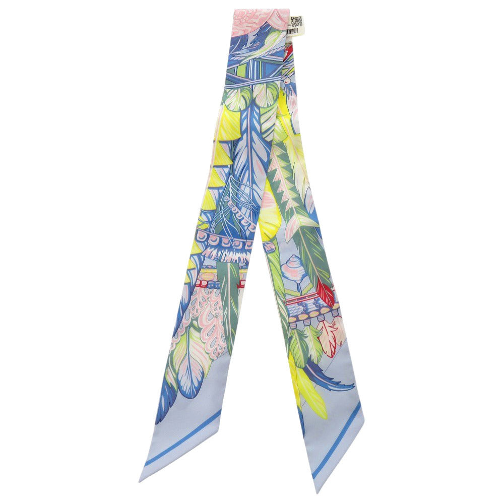 HERMES scarf silk Blue Ciel Twilly Dance Pacific Women