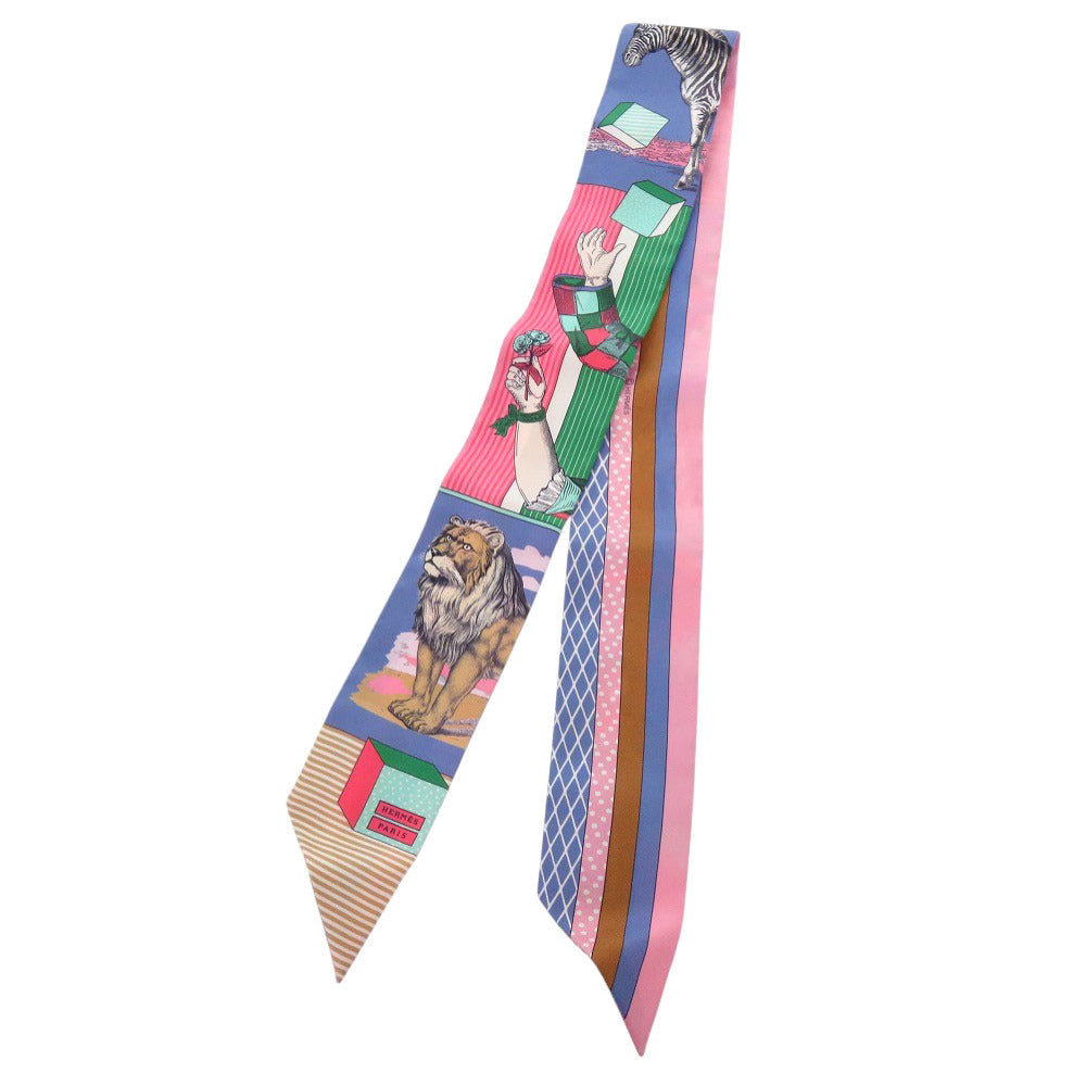 HERMES scarf silk Blue lavender Grand Theatre Nouveau Women