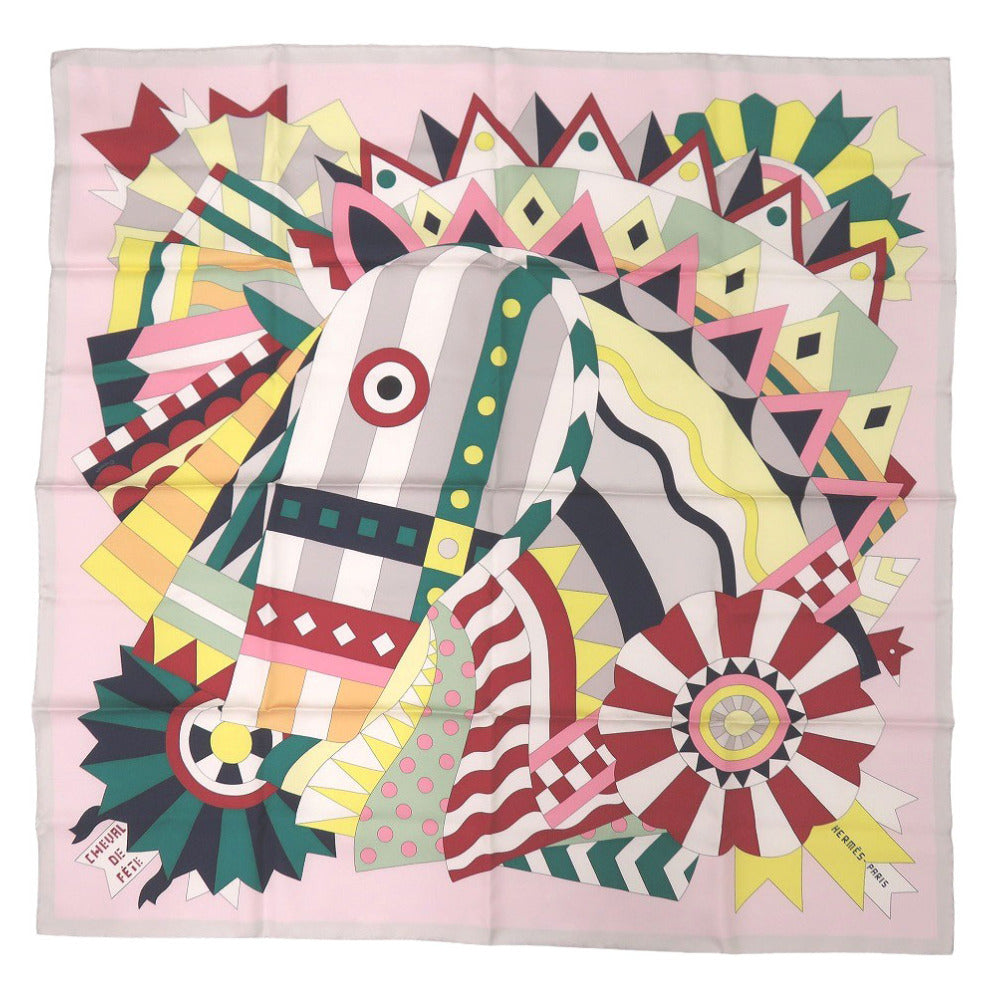 HERMES scarf silk Pink ROSE Carre90 CHEVAL DE FETE Women