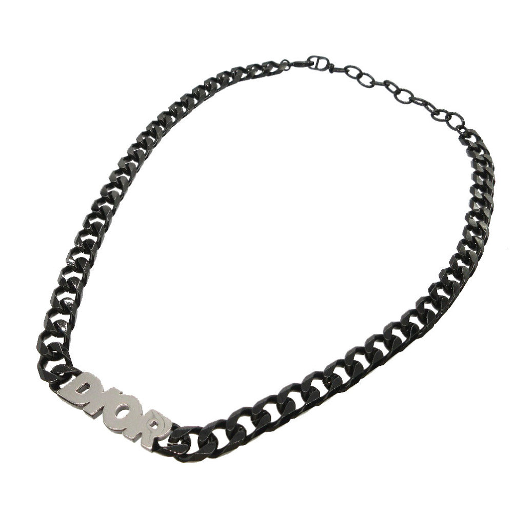 Dior Necklace metal black ITALIC Chain link logo mens