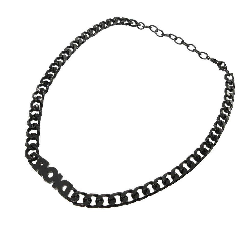 Dior Necklace metal black ITALIC Chain link logo mens