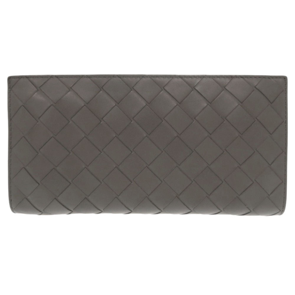 BOTTEGAVENETA Long Wallet Purse leather gray INTRECCIATO