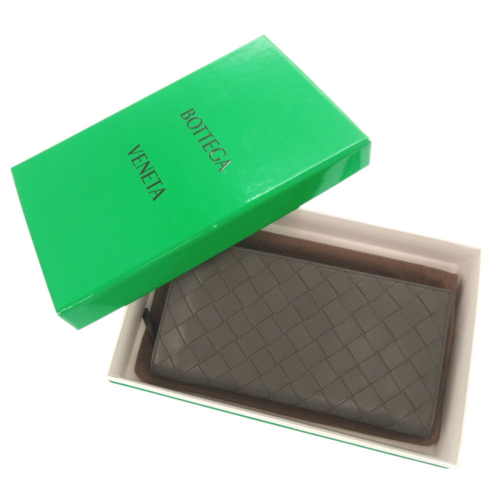 BOTTEGAVENETA Long Wallet Purse leather gray INTRECCIATO
