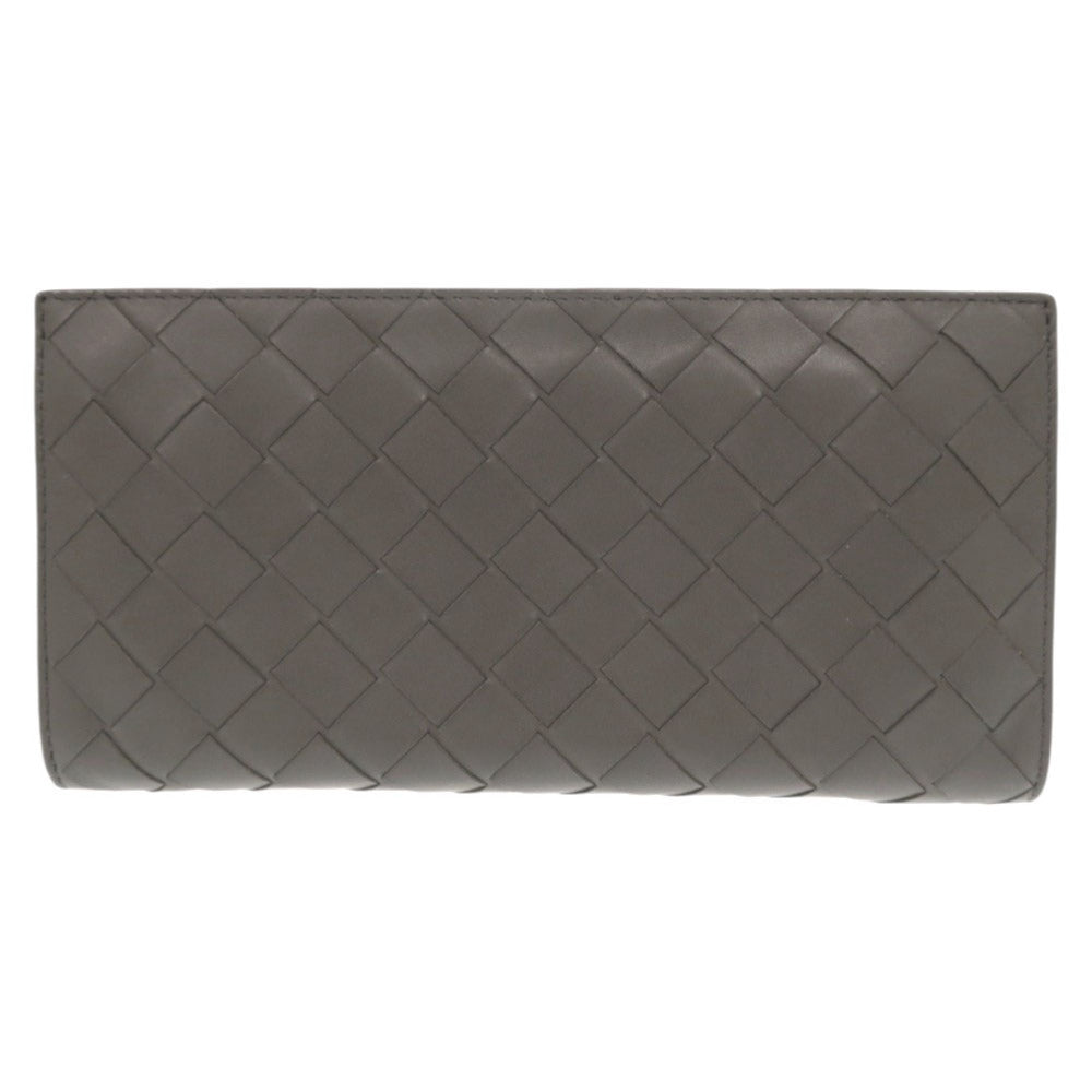 BOTTEGAVENETA Long Wallet Purse leather gray INTRECCIATO