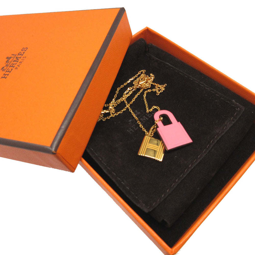 HERMES Necklace Vaux Swift, Gold Plated Rose azare Cadena motif O'Kelly PM Women