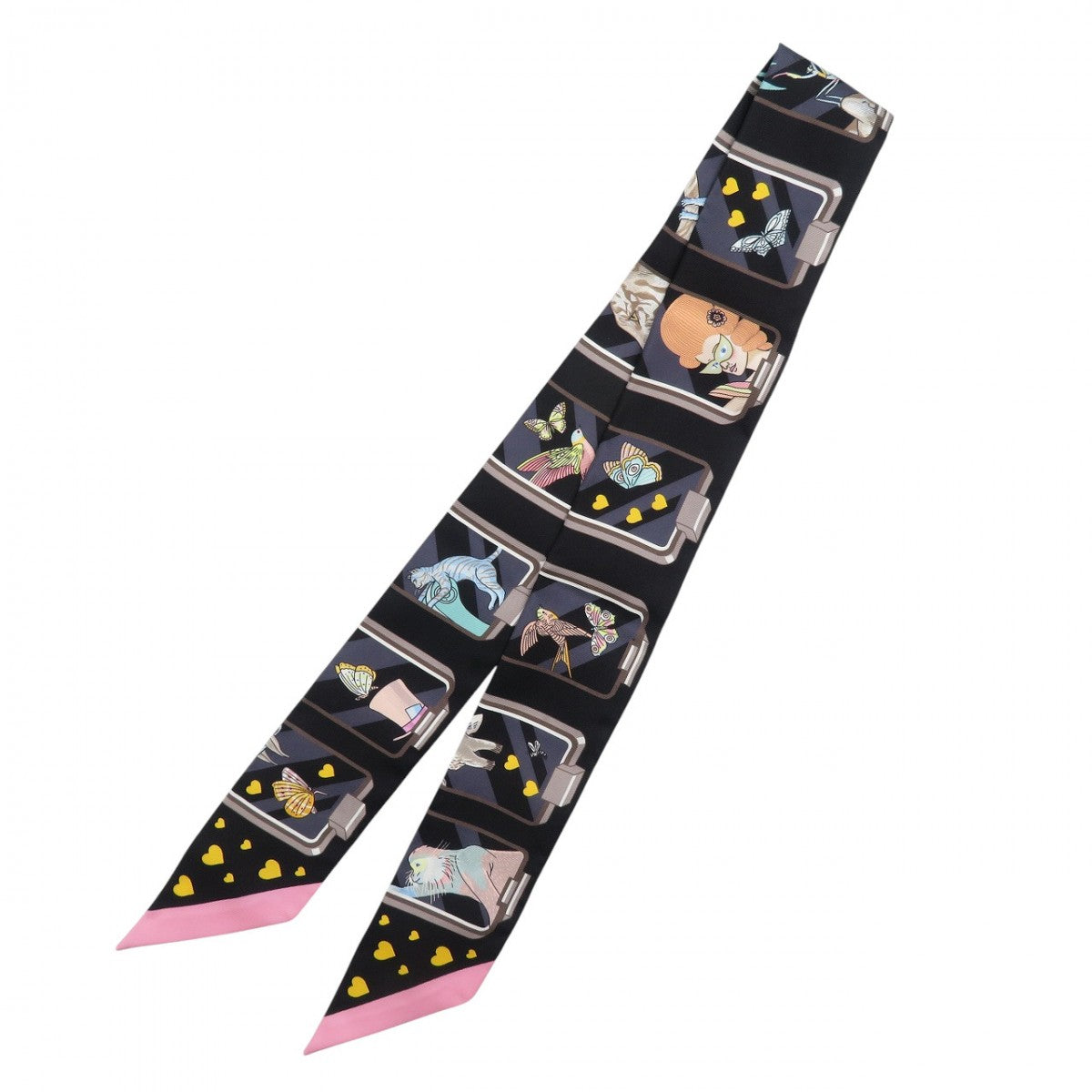 HERMES scarf 063875S silk black Twilly HERMES STORY Women