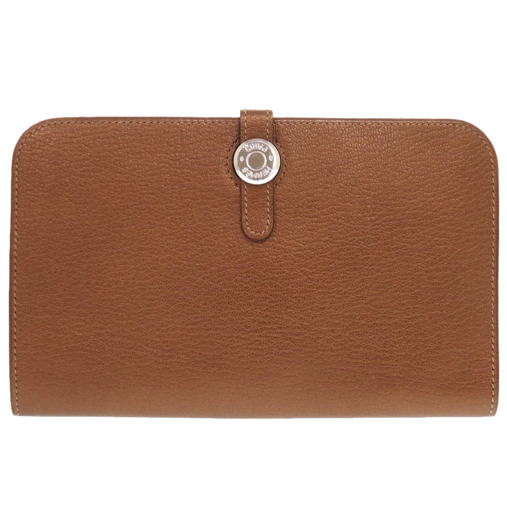 HERMES Long Wallet Purse Shave bronze Dogon GM Midosuji Limited Women