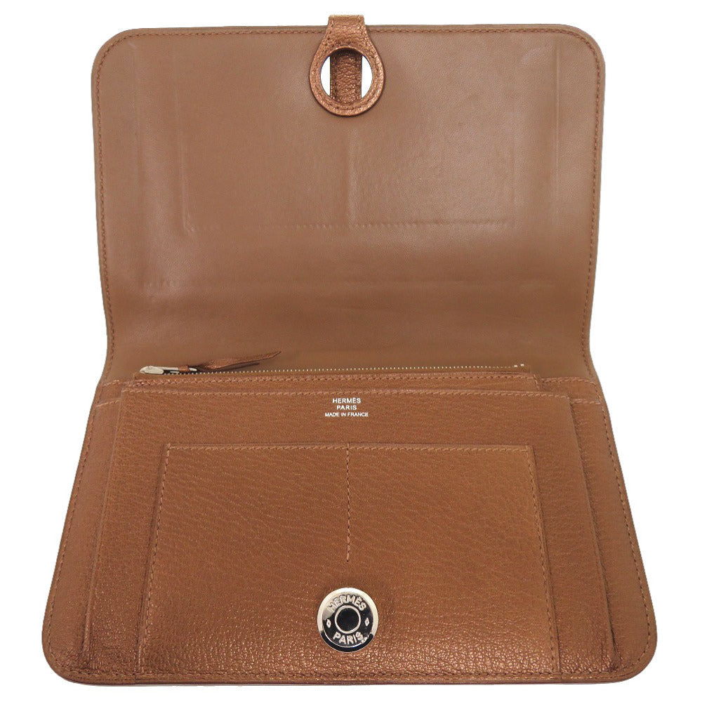HERMES Long Wallet Purse Shave bronze Dogon GM Midosuji Limited Women