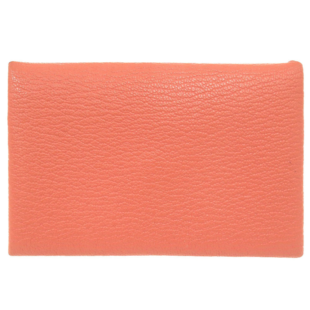 HERMES Card Case Shave Flamingo Calvi Women