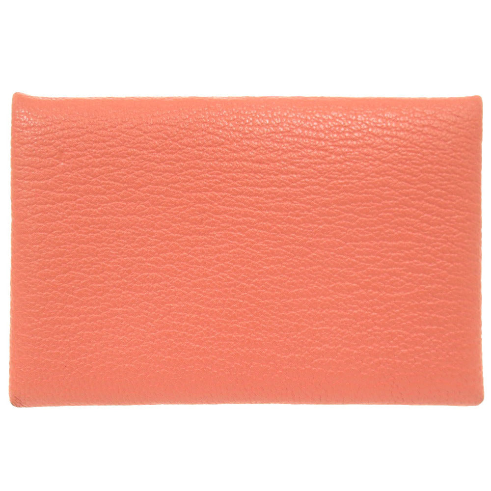 HERMES Card Case Shave Flamingo Calvi Women
