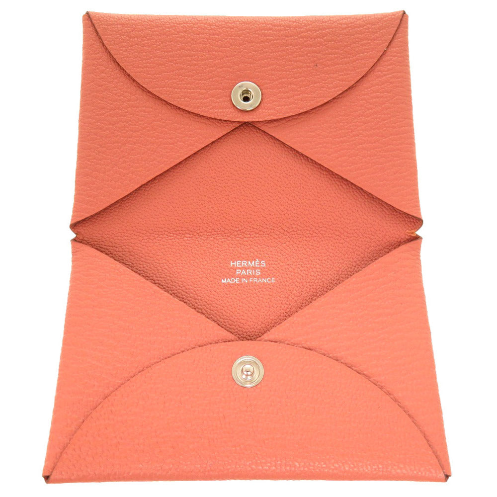 HERMES Card Case Shave Flamingo Calvi Women