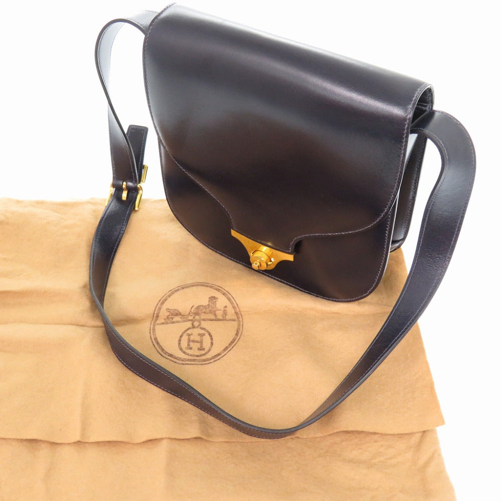 HERMES Shoulder Bag Box scarf black vintage Shoulder Bag Women