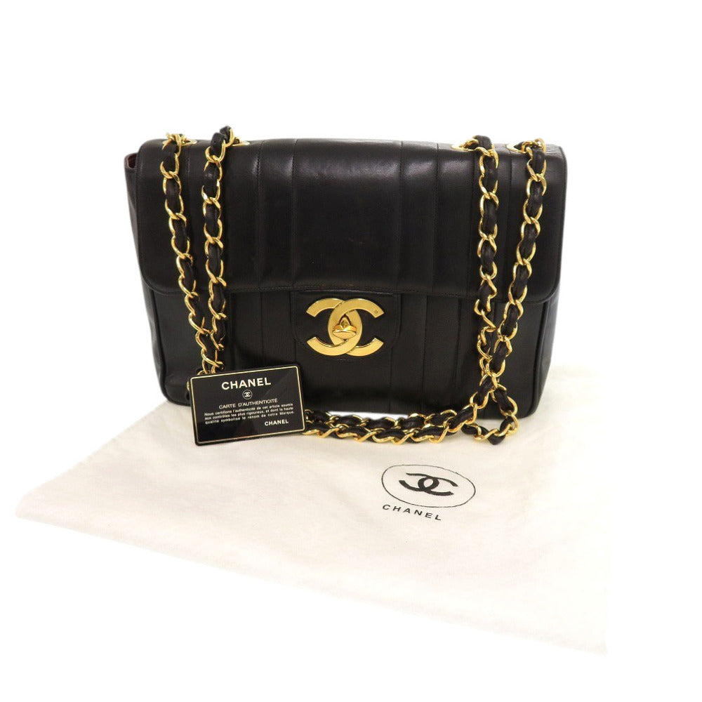 CHANEL Shoulder Bag lambskin black Mademoiselle Deca Matelasse COCO Mark