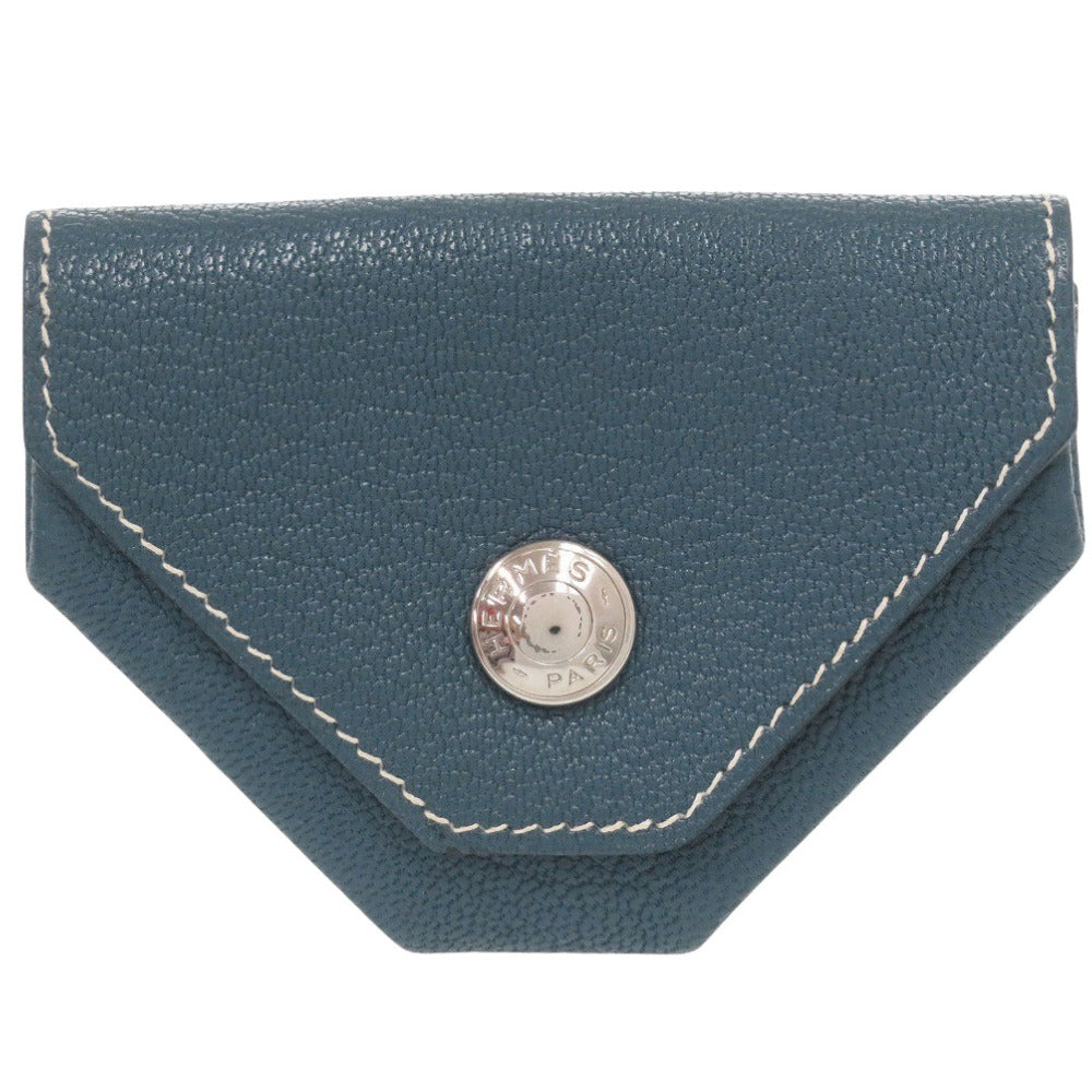HERMES Coin case Shave blue Le Van Cator Women