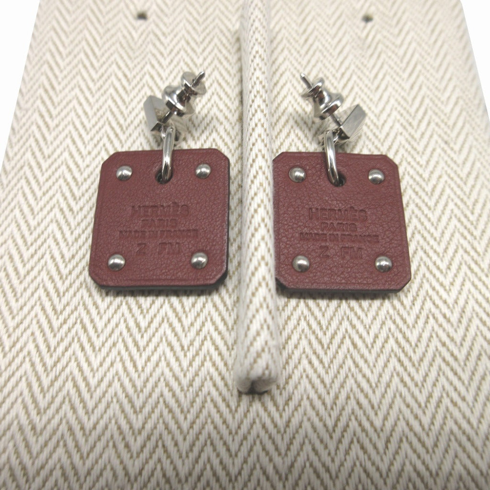 HERMES Pierce Leather, Metal Brown heart Asdukour Women