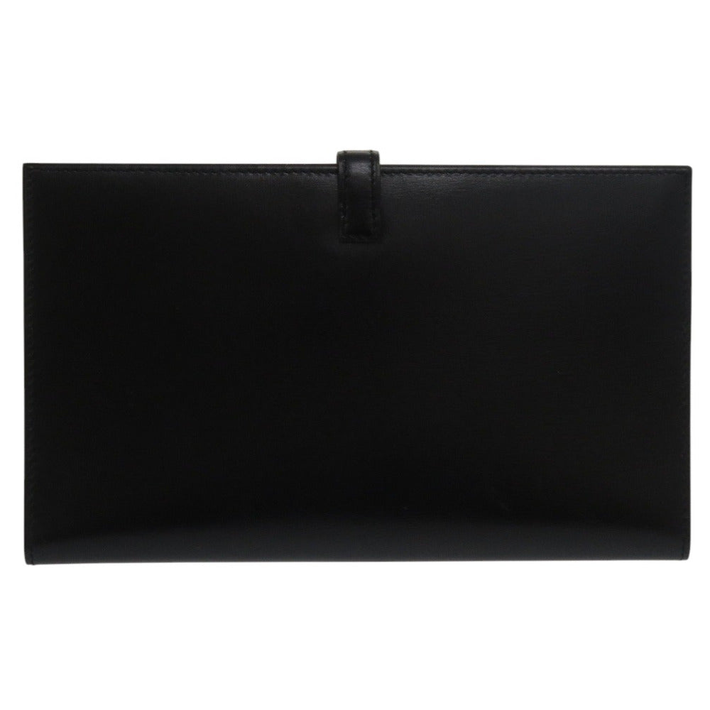 HERMES Bifold Wallet Box scarf black Cadena Motif Vintage Pass Case Billfold Long Wallet Purse Saumur Diane mens