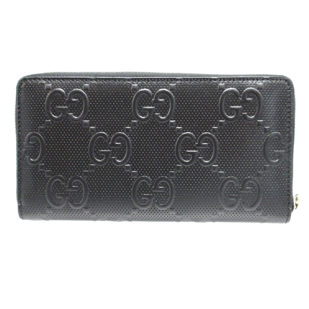GUCCI Long Wallet Purse 625558 GG canvas black Zip Around Double G Women(Unisex)