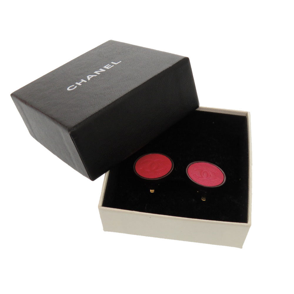 CHANEL Earring leather pink COCO Mark COCO Button