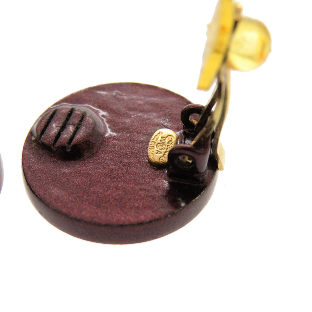 CHANEL Earring leather pink COCO Mark COCO Button