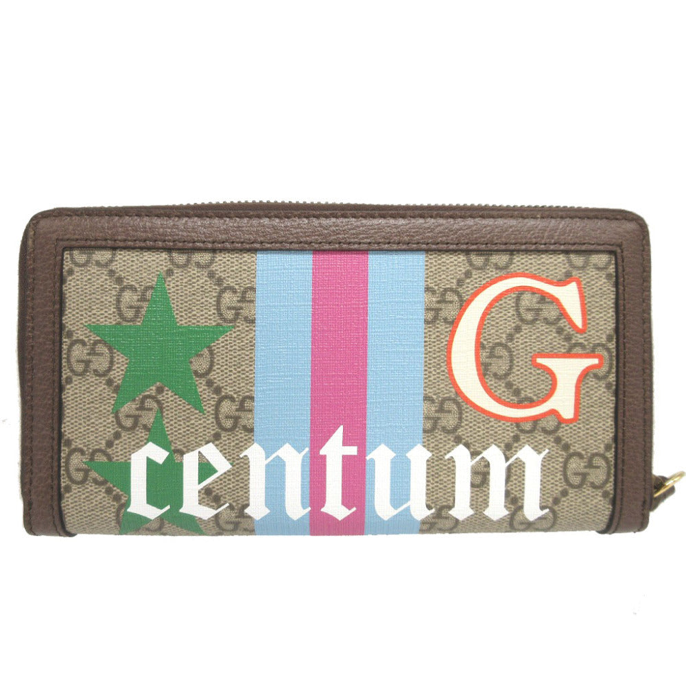 GUCCI Long Wallet Purse 658634 GG Supreme, Leather beige Zip Around Bamboo Diana unisex(Unisex)