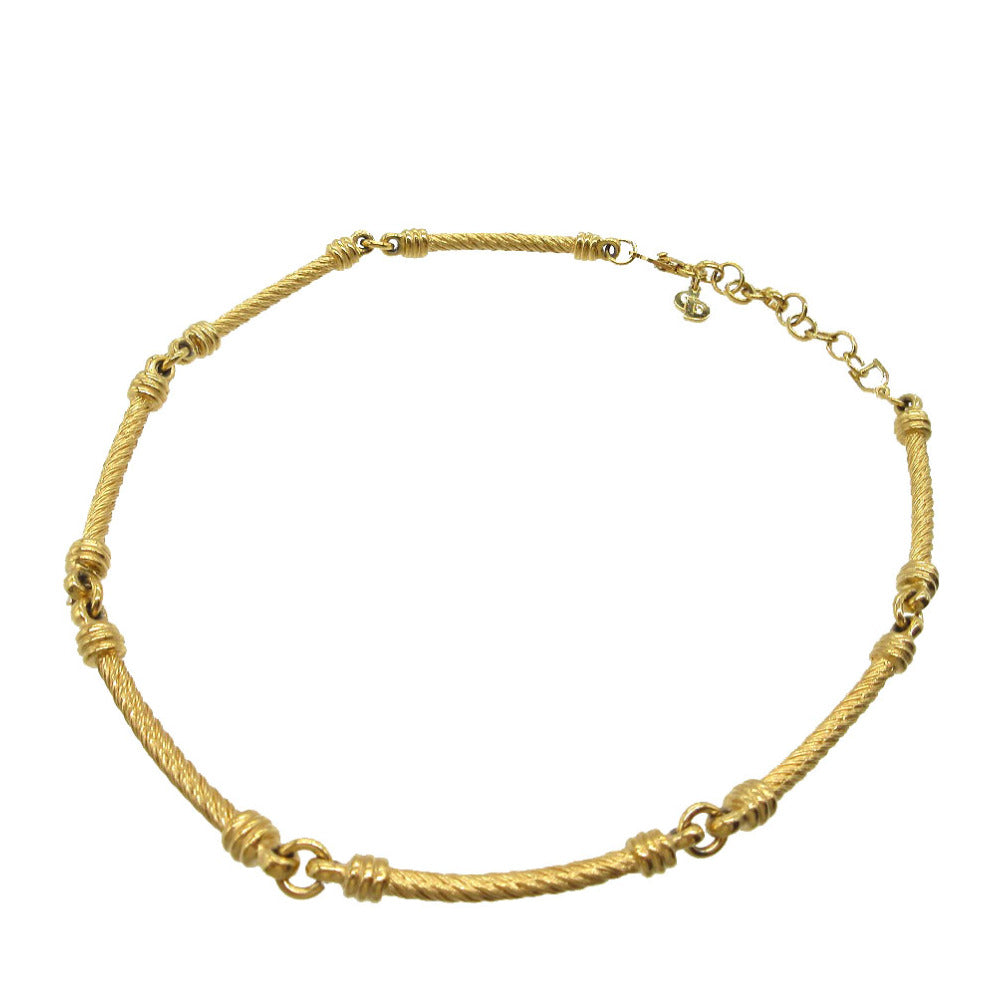 Christian Dior Necklace metal gold Vintage Choker Rope Women