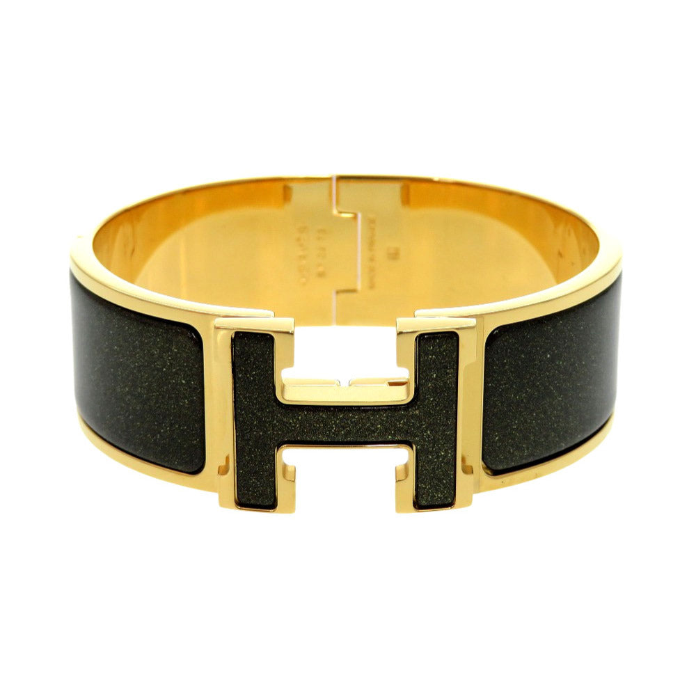 HERMES Bangle metal Noir de Re clic Crack H Glitter