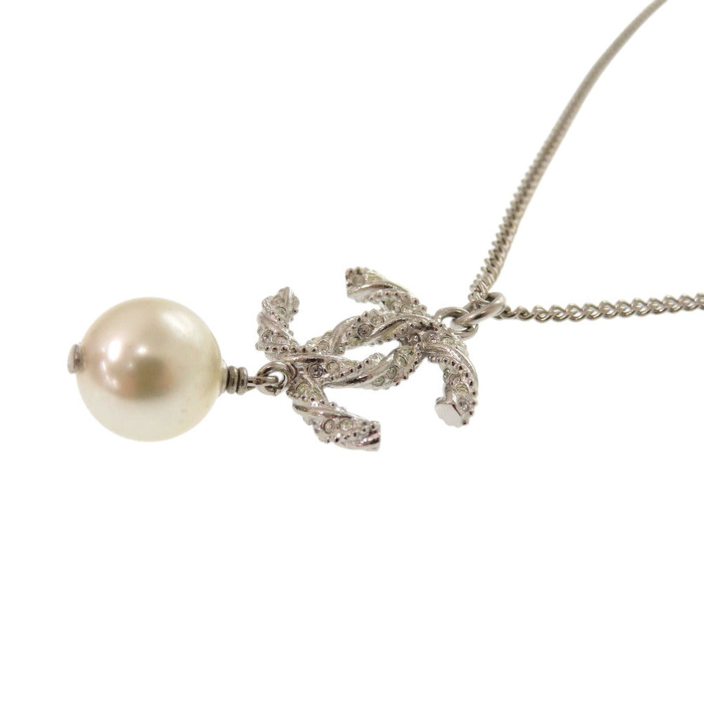 CHANEL Necklace B15V Metal, Faux Pearl Silver COCO Mark Women