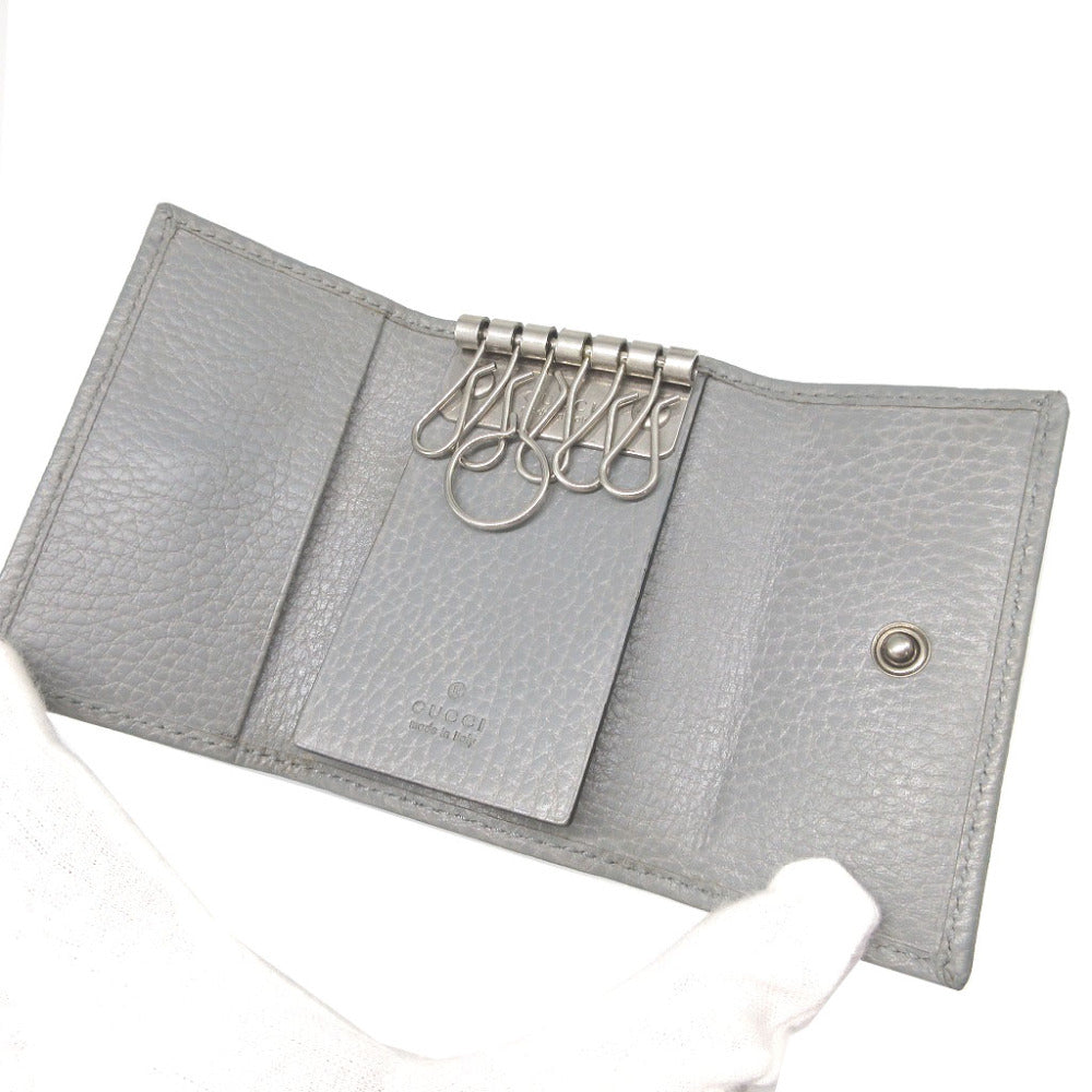 GUCCI Key case Key holder  456118 leather gray six hooks GG Marmont unisex(Unisex)