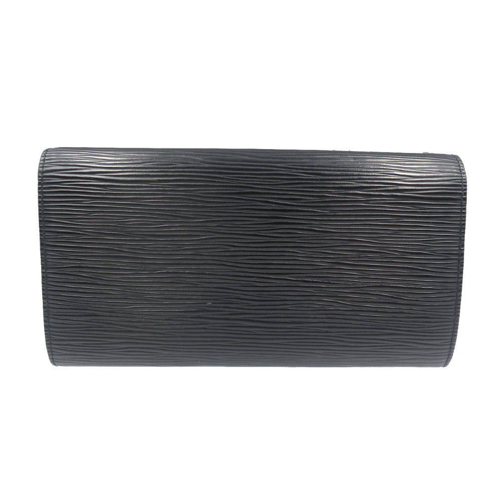 LOUIS VUITTON Long Wallet Purse M63592 Epi Leather Noir Two fold Epi Pochette Porto Monnet Credit mens
