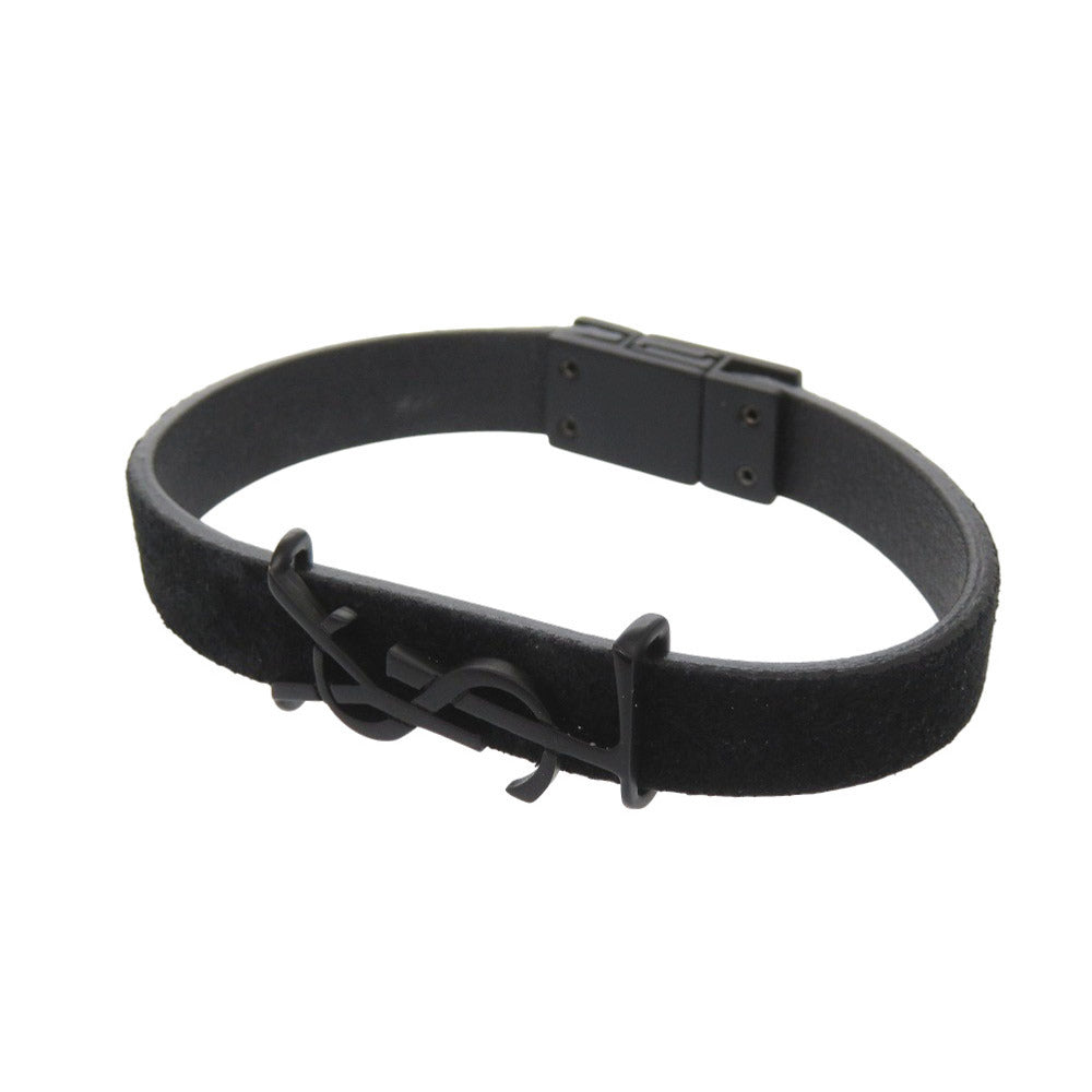 SAINT LAURENT PARIS bracelet Suede black Cassandra logo Women