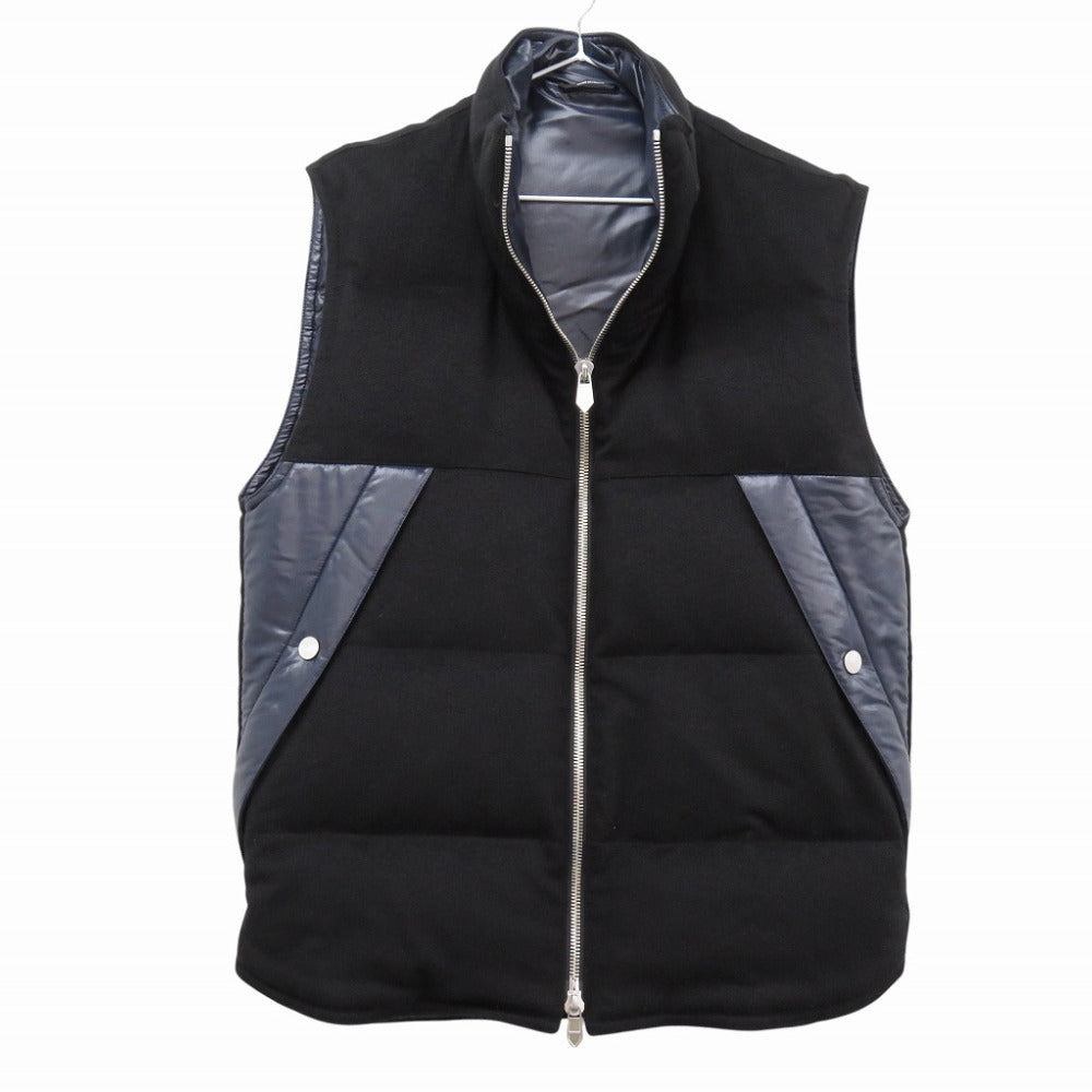 HERMES Down vest Cashmere, Nylon black Cashmere down vest mens 46