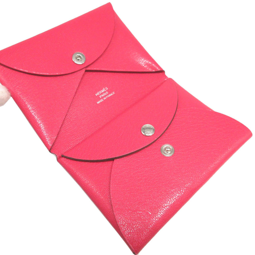 HERMES Coin case Shave Rose Extreme card Calvi duo unisex(Unisex)